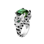 925 Sterling Silver Domineering With Zircon Double Headed Leopard Ring