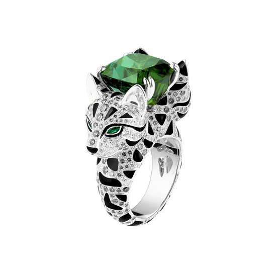 925 Sterling Silver Domineering With Zircon Double Headed Leopard Ring