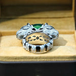 925 Sterling Silver Domineering With Zircon Double Headed Leopard Ring