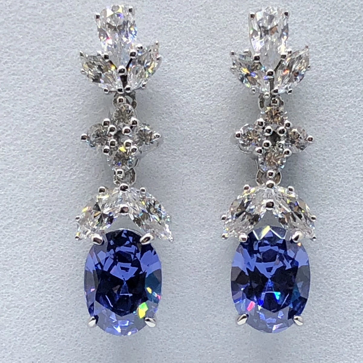 Oval Shape Blue Diamond Stud Earring