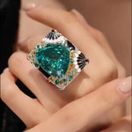 Paraiba Iced Cut Half Band Flower Ring