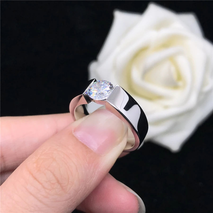 White Gold Certified 1CT Moissanite Diamond Ring