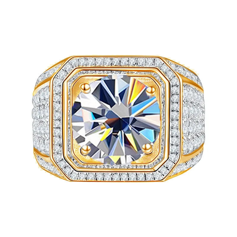 Moissanite Sparkle Lab Diamond S925 Gold Ring
