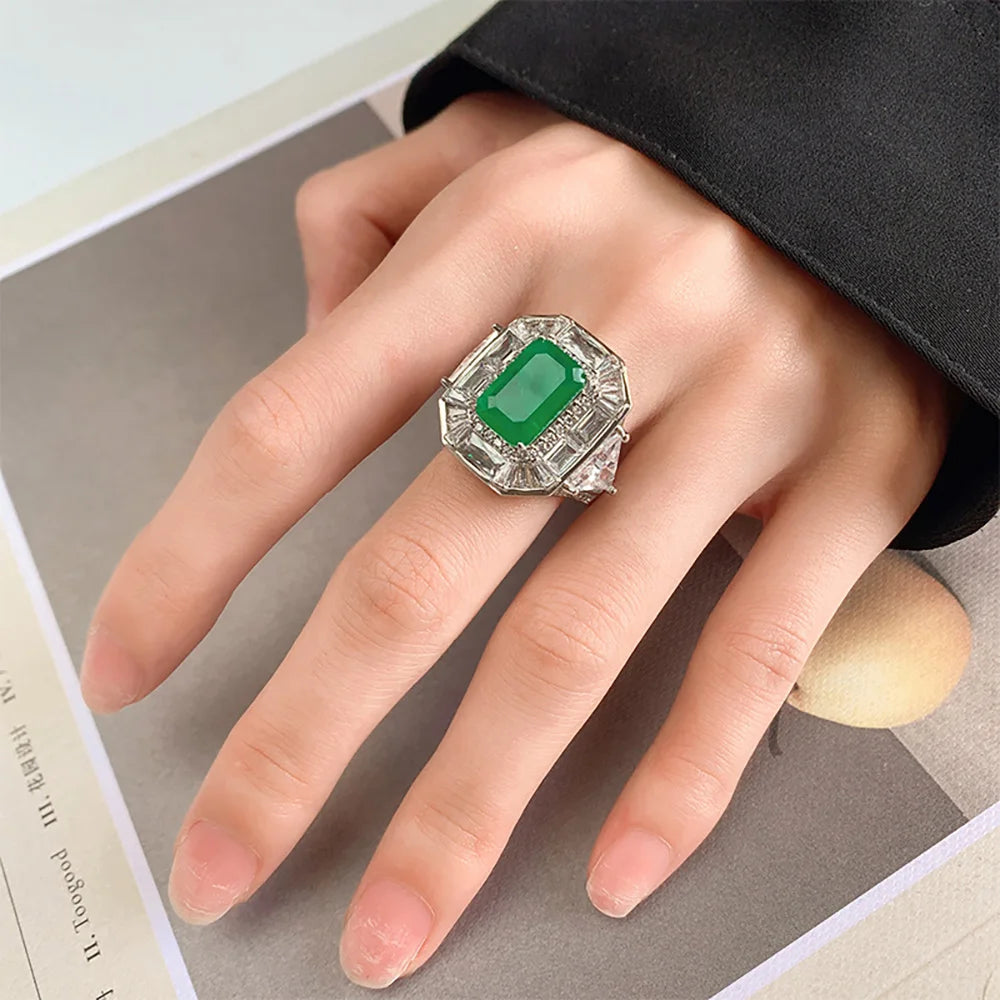 Sapphire Emerald Aquamarine Ring