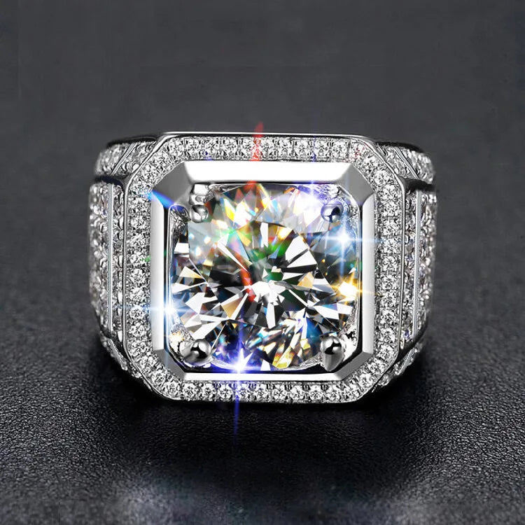 Moissanite Sparkle Lab Diamond S925 Gold Ring