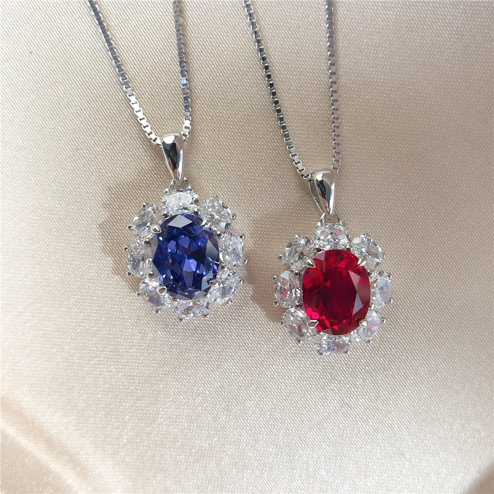 2CT Oval Shape Ruby Sapphire Pendant