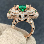 925 Sterling Silver Domineering With Zircon Double Headed Leopard Ring