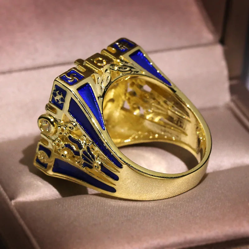 Invisible inlaid zircon domineering two tone ring