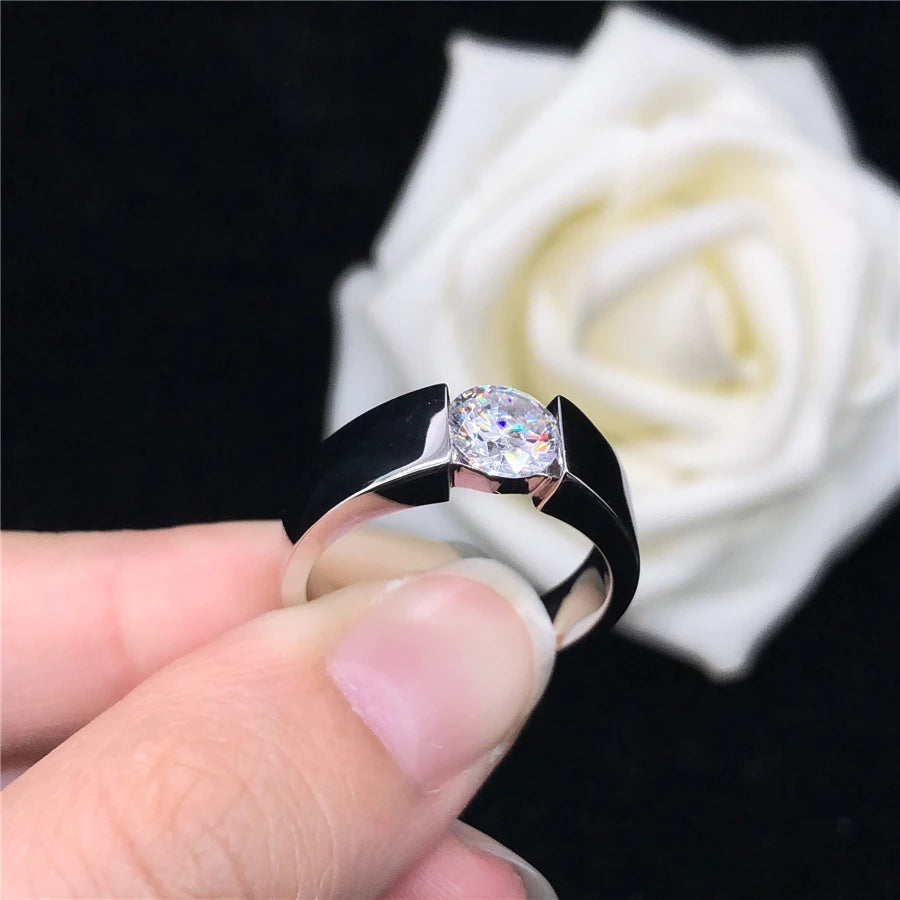 White Gold Certified 1CT Moissanite Diamond Ring