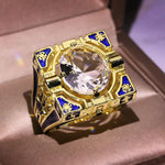 Invisible inlaid zircon domineering two tone ring