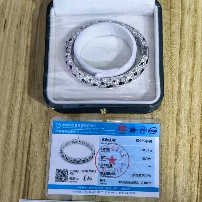 High Carbon Zirconia Stone Black Spot Leopard Style Bracelets