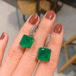 Paraiba Tourmaline Emerald Gemstone Drop Clip Earrings