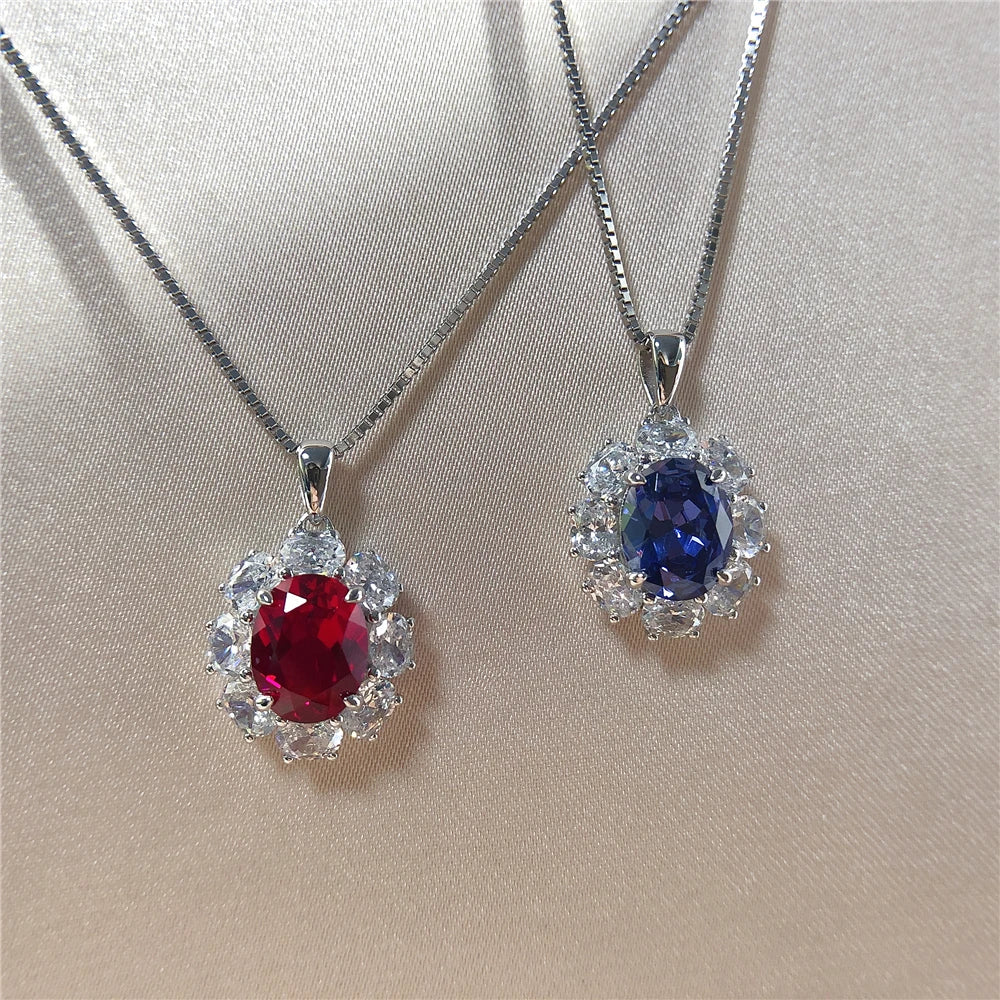 2CT Oval Shape Ruby Sapphire Pendant