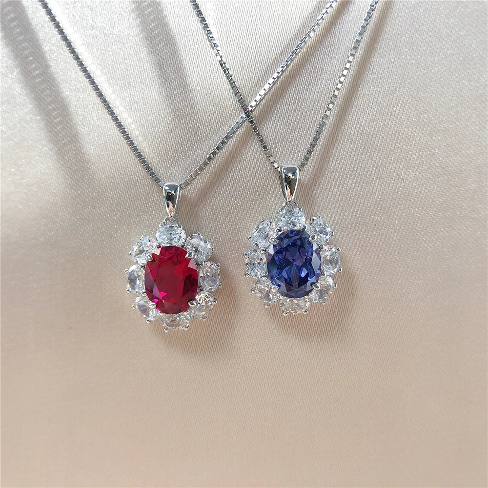 2CT Oval Shape Ruby Sapphire Pendant