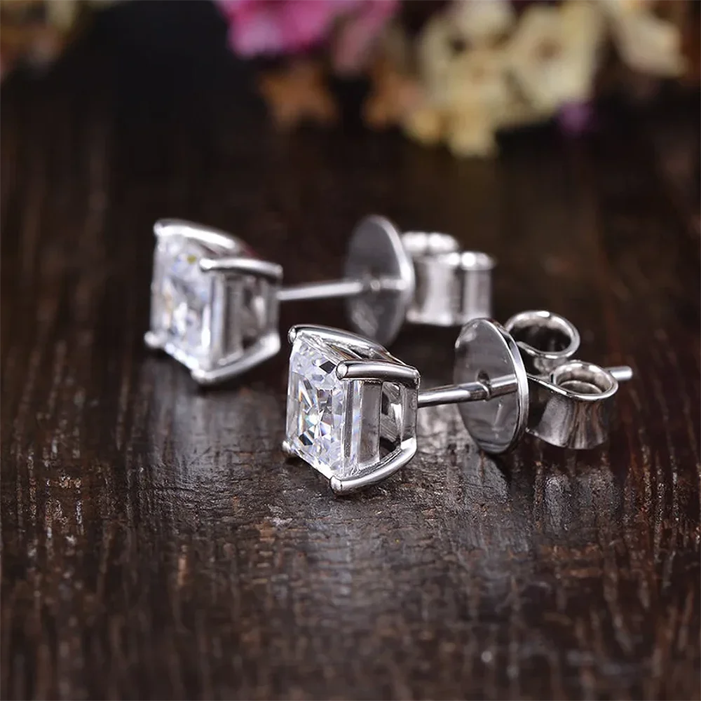 2Carat Princess Cut Moissanite Earrings