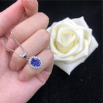 Solid 14K White Gold Pendant 2CT Oval Shape Sapphire