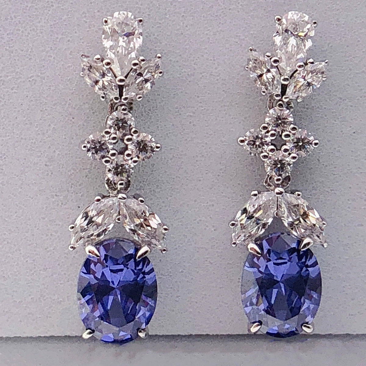 Oval Shape Blue Diamond Stud Earring