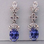 Oval Shape Blue Diamond Stud Earring