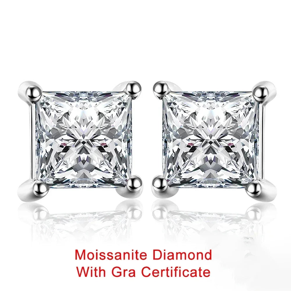2Carat Princess Cut Moissanite Earrings