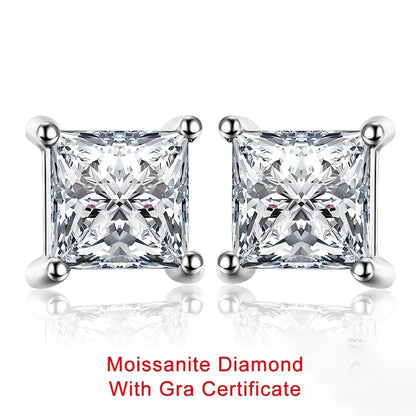 2Carat Princess Cut Moissanite Earrings