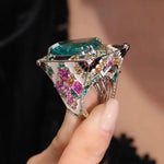 Paraiba Iced Cut Half Band Flower Ring
