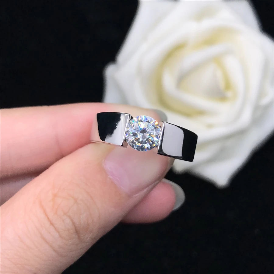 White Gold Certified 1CT Moissanite Diamond Ring