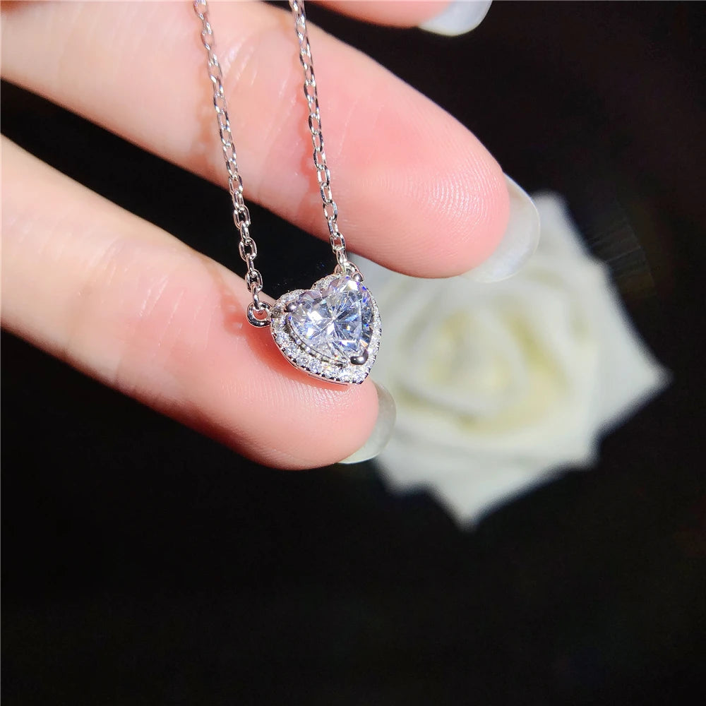 1CT Heart Shape Moissanite Necklace