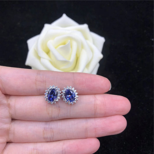 1.5CT Oval Shape Sapphire Stud Earring