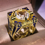Invisible inlaid zircon domineering two tone ring