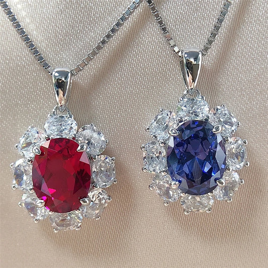2CT Oval Shape Ruby Sapphire Pendant