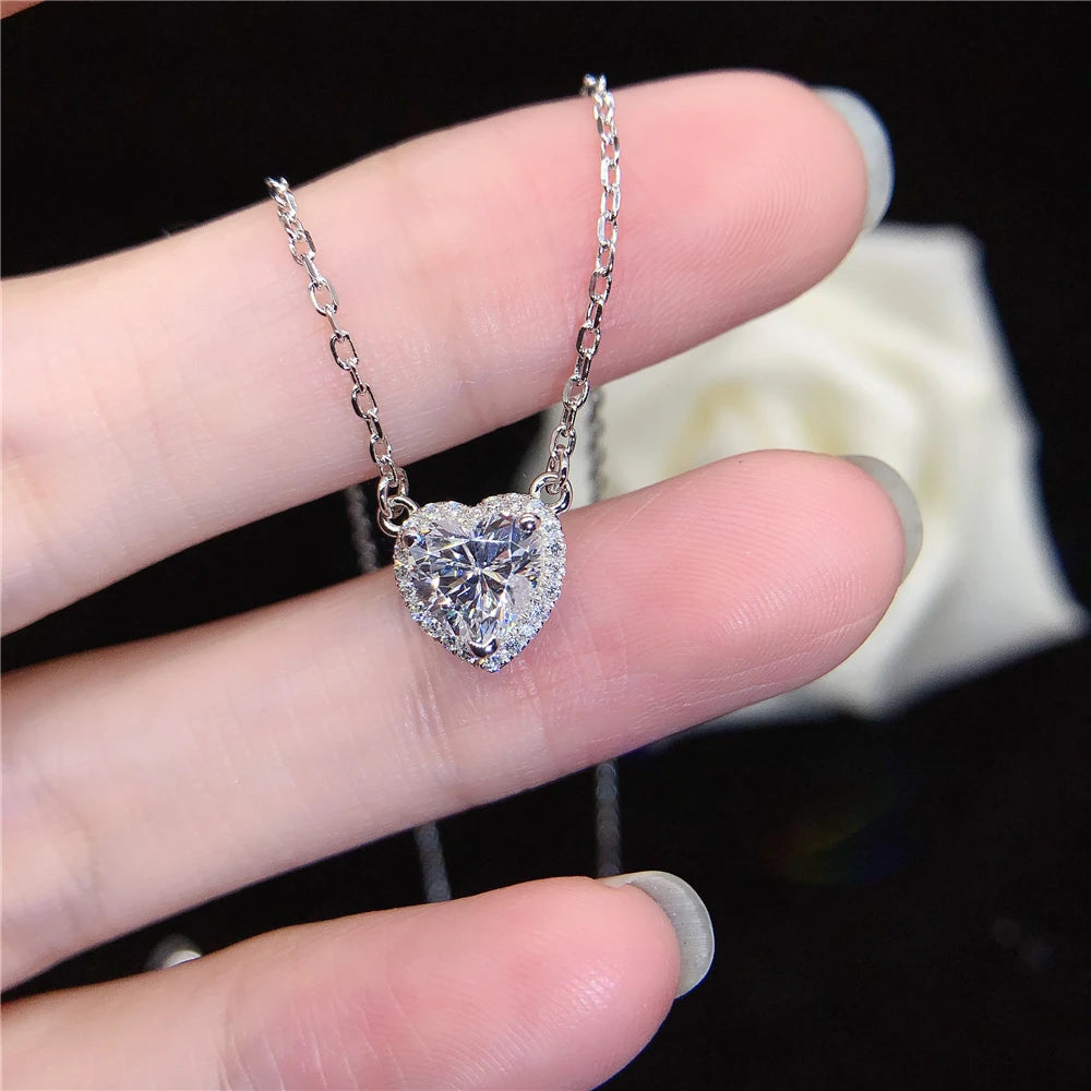 1CT Heart Shape Moissanite Necklace