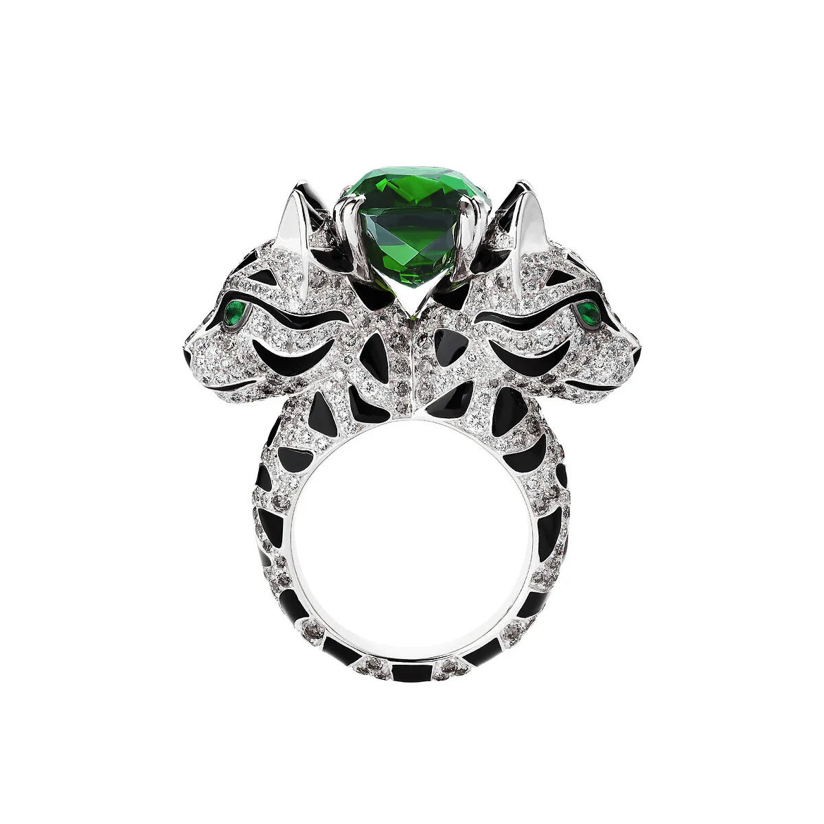925 Sterling Silver Domineering With Zircon Double Headed Leopard Ring