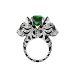 925 Sterling Silver Domineering With Zircon Double Headed Leopard Ring